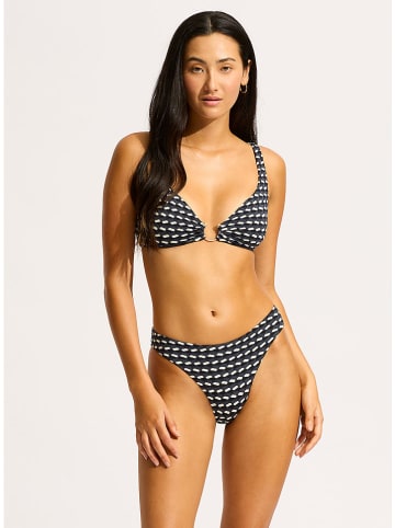Seafolly Bikini-Hose in Dunkelblau/ Schwarz/ Creme