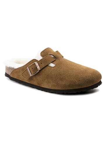 Birkenstock Skórzane klapki "Boston" w kolorze jasnobrązowym