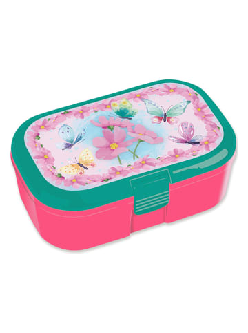 Lutz Mauder Brotdose "Butterflies" in Rosa/ Grün - (B)16,5 x (H)6,5 x (T)10,5 cm