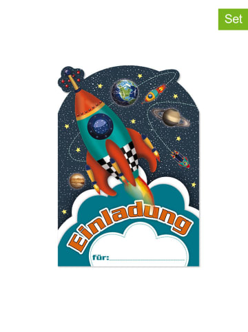 Lutz Mauder Einladungs-Set "Rakete" in Dunkelblau/ Rot