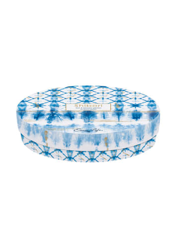 Easy Life 4-delige set: dessertborden "Shibori" blauw/geel/wit - Ø 19 cm