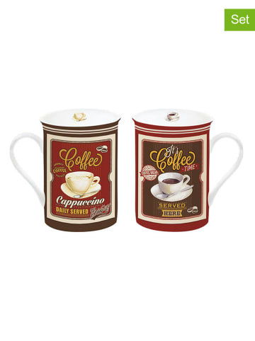 Easy Life 2-delige set: koppen ''Vintage Coffee'' bruin/lichtbruin - 250 ml