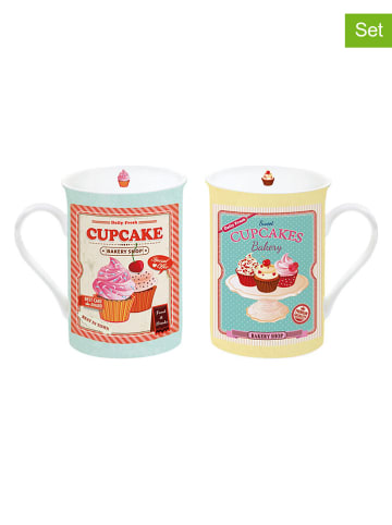 Easy Life 2-delige set: koppen ''Cupcakes'' meerkleurig - 250 ml