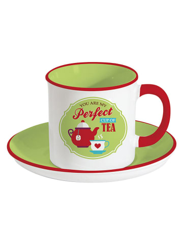 Easy Life Fliżanka "Retro" w kolorze biało-zielono-czerwonym - 250 ml