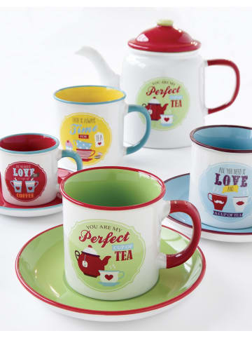 Easy Life Tasse ''Retro'' in Weiß/ Grün/ Rot - 250 ml