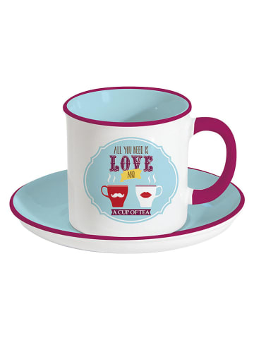 Easy Life Fliżanka "Retro" w kolorze biało-błękitno-fioletowym - 250 ml