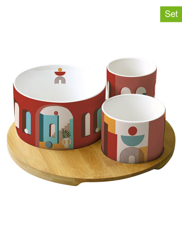 Easy Life 4tlg. Servier-Set ''Illusion'' in Beige/ Rot