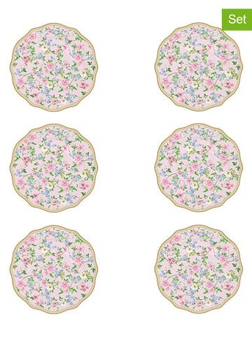 Easy Life 6er-Set: Dessertteller ''Garden Joy'' in Rosa/ Bunt - Ø 20 cm