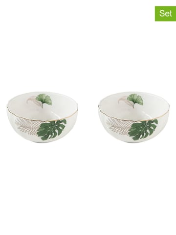 Easy Life 2er-Set: Schalen ''Exotique'' in Weiß/ Grün - Ø 12 cm