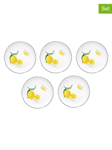 Easy Life 4-delige set: dinerborden ''Amalfi'' wit/geel - Ø 26 cm