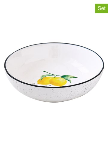 Easy Life 4-delige set: soepborden ''Amalfi'' wit/geel - Ø 18 cm