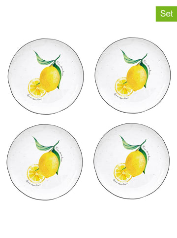 Easy Life 4er-Set: Dessertteller ''Amalfi'' in Weiß/ Gelb - Ø 21 cm