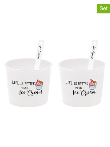 Easy Life 2er-Set: Eisbecher ''Kitchen Elements'' in Weiß/ Schwarz - Ø 8,5 cm