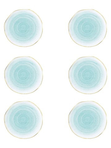 Easy Life Talerze (6 szt.) "Artesanal" w kolorze biało-turkusowym na pieczywo - Ø 10 cm