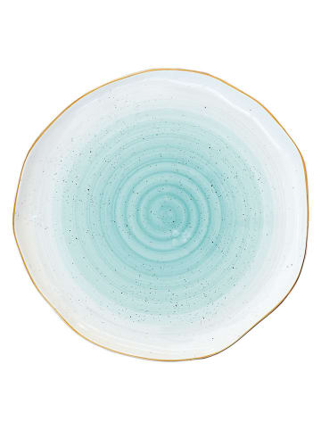 Easy Life 4-delige set: dinerborden ''Artesanal'' wit/turquoise - Ø 26 cm