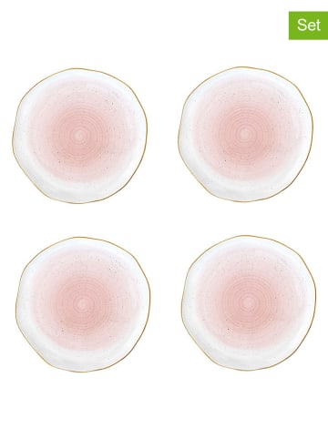 Easy Life 4-delige set: dinerborden ''Artesanal'' wit/lichtroze - Ø 26 cm