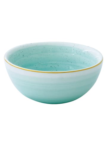 Easy Life 6-delige set: kommen ''Artesanal'' wit/turquoise - Ø 9,5 cm