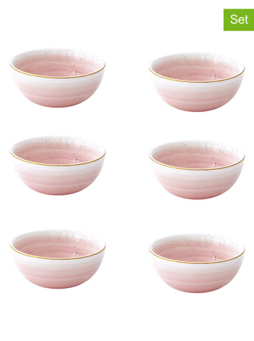 Easy Life 6er-Set: Schalen ''Artesanal'' in Weiß/ Rosa - Ø 9,5 cm
