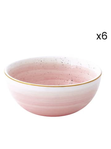 Easy Life 6er-Set: Schalen ''Artesanal'' in Weiß/ Rosa - Ø 9,5 cm