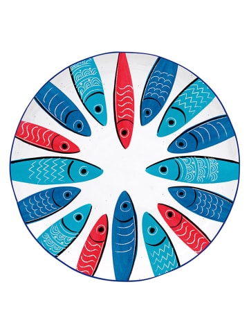 Easy Life 4er-Set: Dessertteller ''Sardine's Party'' in Weiß/ Blau/ Rot - Ø 21 cm