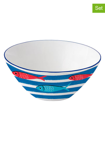 Easy Life 6er-Set: Schalen ''Sardine's Party'' in Weiß/ Blau/ Rot - Ø 16 cm
