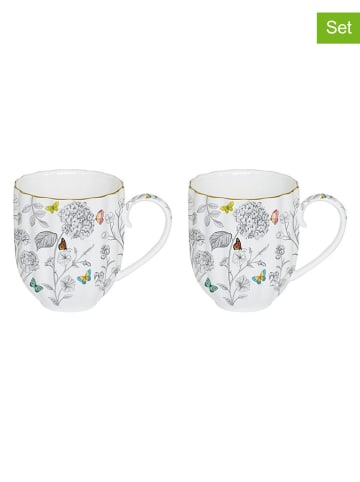 Easy Life 2-delige set: koppen ''Fleurs et Papillons'' wit/meerkleurig - 300 ml