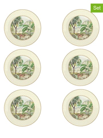 Easy Life Talerzyki deserowe (6 szt.) "Ceylon" w kolorze beżowo-zielonym - Ø 19 cm