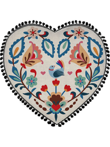 Folkifreckles Poduszka "Hear" w kolorze beżowym - Ø 45 cm