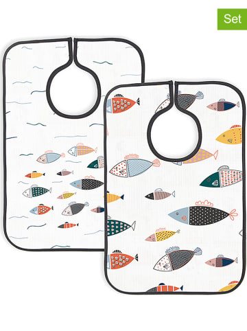 The Wild Hug 2er-Set: Lätzchen "Sea" in Weiß/ Bunt - (L)37 x (B)24 cm