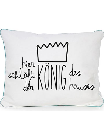 The Wild Hug Kissenhülle "König" in Weiß/ Schwarz - (L)50 x (B)35 cm