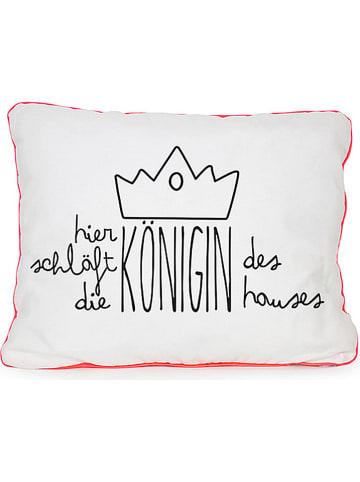 The Wild Hug Kissenhülle "Königin" in Weiß/ Schwarz - (L)50 x (B)35 cm
