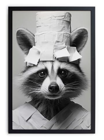 Folkifreckles Gerahmter Kunstdruck "Racoon Paper" - (B)30 x (H)40 cm