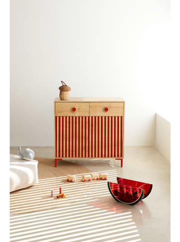 Folkifreckles Ladekast "Alise" lichtbruin/rood - (B)90 x (H)84 x (D)45 cm