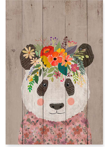 Folkifreckles Holzdruck "Floral Panda" - (B)40 x (H)60 cm