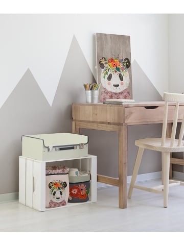 Folkifreckles Kunstdruk op hout "Floral Panda" - (B)40 x (H)60 cm