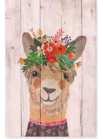 little nice things Holzdruck "Floral Llama" - (B)40 x (H)60 cm