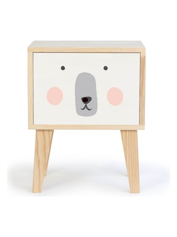 Folkifreckles Nachtkast "Bear" wit/lichtbruin - (B)42 x (H)54 x (D)30 cm