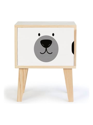 Folkifreckles Nachtkast "Bear Face" wit/lichtbruin - (B)42 x (H)54 x (D)30 cm