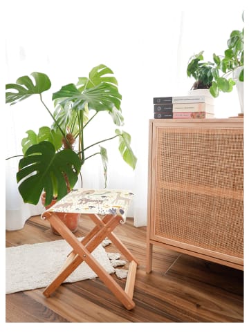 Folkifreckles Hocker "Africa" in Hellbraun/ Creme - (B)35 x (H)64 x (T)31 cm