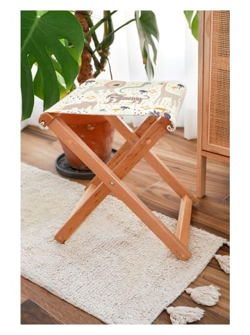 Folkifreckles Hocker "Africa" in Hellbraun/ Creme - (B)35 x (H)64 x (T)31 cm