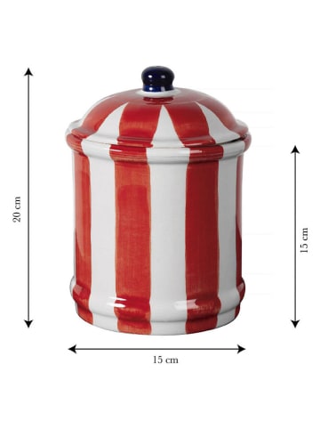 Madre Selva Voorraadpot "Bonnie" rood/wit - (H)20 cm x Ø 15 cm