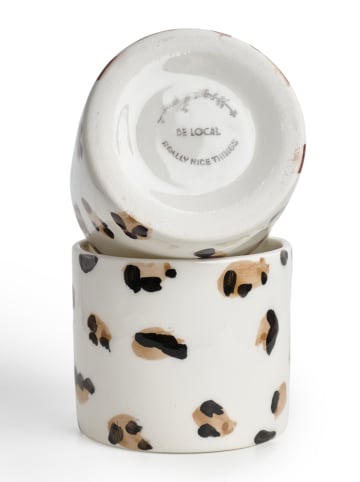 Madre Selva 2er-Set: Becher "Cheetah" in Weiß/ Beige - (H)7 cm