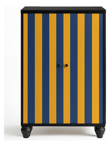 little nice things Highboard "Marcus" zwart/geel/blauw - (B)75 x (H)127 x (D)45 cm