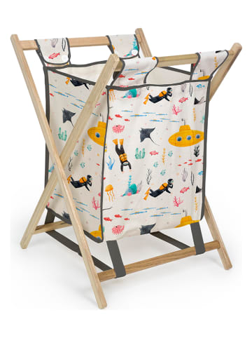 The Wild Hug Wäschesammler "Cesto" in Creme/ Bunt - (B)40 x (H)60 x (T)40 cm