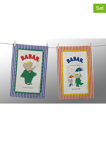 The Wild Hug Ściereczki kuchenne (2 szt.) w kolorze niebiesko-czerwonego - 65 x 47 cm