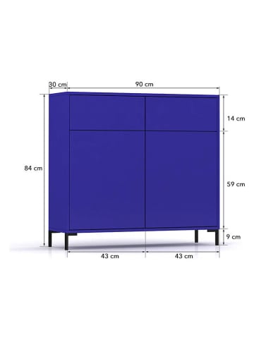little nice things Sideboard ''Wilson'' blauw - (B)90 x (H)84 x (D)30 cm