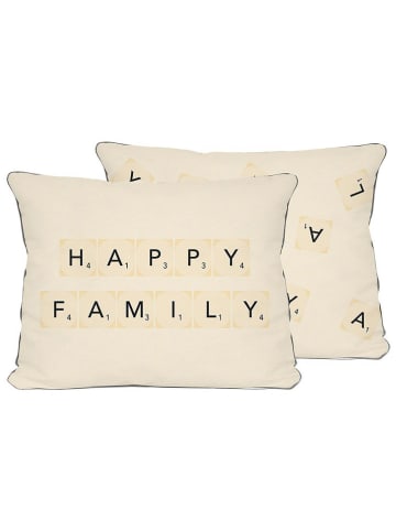 The Wild Hug Kissenhülle "Happy Family" in Beige - (L)50 x (B)35 cm