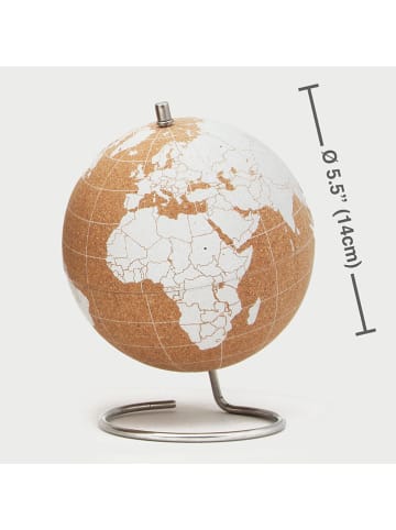 SuckUK Globus "Pinpoint your travels" w kolorze jasnobrązowo-białym - Ø 14 cm