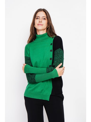 ASSUILI Pullover in Grün/ Schwarz