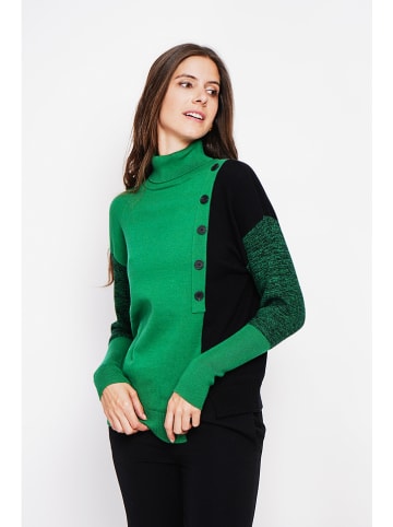 ASSUILI Pullover in Grün/ Schwarz